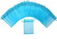 ZUUC Colorful Organza Drawstring Pouch Bag, 5''W x7" L, Pack of 100 (Turquoise Blue)