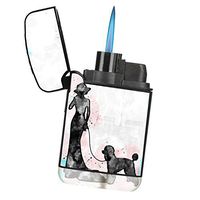 Classy Elegant Poodle - Refillable Flip Top Black Rubber Survival Camping Lighter