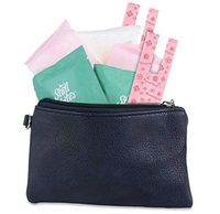 9 Piece Menstruation Pack Girls First Period Kit for On the Go - Menstrual Pads, Wipes, Liners, in Assorted Color Bags