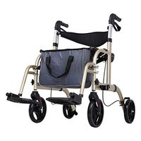 Standard Walkers Walker Elderly Four-Wheel Shopping Cart Hand Brake Wheelchair Multi-Function Folding Trolley Safe and Stable (Color : White, Size : 8580cm)
