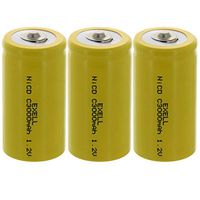 (3-PACK) Exell C Size 1.2V 3000mAh NiCD Button Top Rechargeable Batteries for medical instruments/equipment, electric razors, toothbrushes, radio controlled devices, electric tools