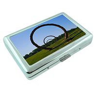 Rock Circle Em1 Hip Silver Cigarette Case Id Holder Metal Wallet 4" X 2.75" RFID Protection