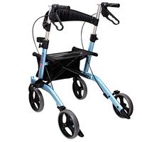 ECHOV Walking Mobility Aid Convenient Shopping Trolley Elderly Mobility Scooter with Seat Folding Women's Crutch Chair Adjustable Can Bear 100kg (Color : Blue, Size : 77.5-100cm)