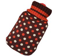 Safe PVC Hot Water Bottle with Detachable Knitted Fabric Cover Hot Therapies 1.8 Litre(Brown)