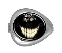 Hipster Cheshire Cat White Tooth Custom Silver Oval Pill Box Pocket Purse Pill Case Medical Tablet Holder Weekly Pill Organizer Decoration Box Wallet