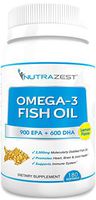 Nutrazest Omega 3 Fish Oil - 2500mg Lemon Flavored, Cold Pressed, Triple Strength Fish Oil Capsules - 900mg EPA & 600mg DHA for Heart, Joints, Brain, Vision & Immunity Benefits – 180 Softgels