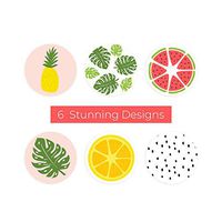 Chic Fruit and Floral Stickers / 500 Stickers per roll / 6 Colorful Fruit and Floral Designs