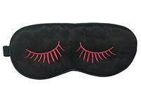 Amint Luxurious Fabric Sleep Mask Black Eye Mask for Sleep with Ear Plugs Travel,7.9"*3.5"