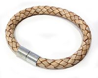 Suki PRO Braided Leather Magnet Therapy Bracelet -8mm (5/16") Natural