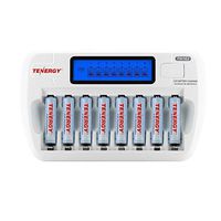 Combo: Tenergy TN162 8-Bay Smart AA/AAA NiMH/NiCd Charger + 8 pcs AAA NiMH Rechargeable Batteries