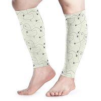 Xuforget Airline Route Map Flight Jet Destination Control Fly Theme Calf Sleeves for Mens & Womens (Pair)