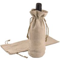 Natural Linen Wine Bags With Drawstrings - 12 Pack