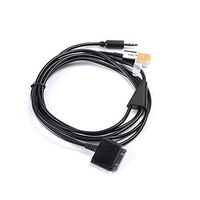 Inovat 30P Dock to USB AUX 3.5mm Audio Cable for Apple iPhone 4S 3GS iPod Touch 2-in-1 USB 3.5mm Audio Cable 4FT(Black)
