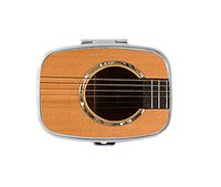 Zeroend Acoustic Guitar Custom Personalized Pill Box Decorative Metal Medicine Drug Container Case Pocket or Purse