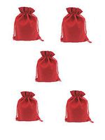 MELUOGE Burlap Cloth Jewelry Crosses Treasure Pouches 6"x8" Drawstring Pouches Gift Bag (10, Red)