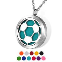 HOUSWEETY Aromatherapy Essential Oil Diffuser Necklace-Stainless Steel Locket Pendant,11 Refill Pads(Engraving)