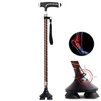 Walking Stick Walking Canes with Ergonomic Handle 10 Adjustable Height Levels LED Light for Men Women Arthritis Seniors Disabled and Elderly Mobility Cane with 4 Legs Non-slip Base Heavy Duty Max. 200