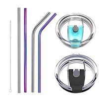 Aigemi 100% Spill Proof Lids with Stainless Steel Drinking Straws for 30 oz Yeti Tumbler,Rtic Tumbler(Old),Ozark Trail and More Brand Stainless Steel Tumblers (Set - 1)