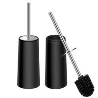 Toilet Brush and Holder, 304 Stainless Steel Long Handle Toilet Bowl Cleaner Brush with Durable Bristles and Enlarged Bottom Bathroom Accessories for Bathroom Toilet （2 Pack, Black）