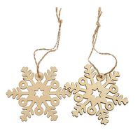 Kanzd 10pc Wooden Christmas Snowflake Cutouts Embellishments Wood Ornament Xmas Gift Tag Party House Decor (D)