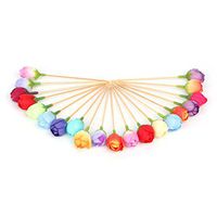 OTGO 20 Pcs/Pack Disposable Bamboo Cocktail Wedding Brithday Party Picks Food Fruit Fork Rose Toothpick Tableware