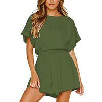 Women Tops,Meet&sunshine Women's Fashion Casual Short Sleeve Belted T-Shirt Tops+Shorts Set Suit (Green, M)