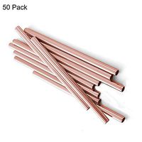 Brightbuy Stainless Steel Boba Straws set of 50, Reusable Big Fat Smoothies Straws Wide Straw 8.5" x 0.5" for Bubble Tea, Juice, Thick Milkshakes (rose gold)