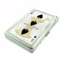 Perfection In Style Metal Cigarette Case with Built in Lighter Vintage Playing Cards Design 005