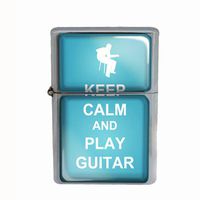 Wind Proof Dual Torch Refillable Lighter Keep Calm and Play Guitar Design-011