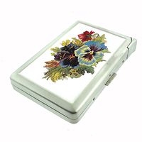 Perfection In Style Metal Cigarette Case with Built in Lighter Vintage Flowers Design 013