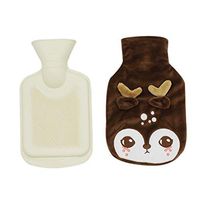 RARITY-US Hot Water Bottle,Classic Rubber Transparent Hot Water Bag with Cute Cartoon Plush Fleece Cover,500ml