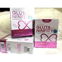 1Box. GELS GLUTA NINFITY Plus+ Gluta 900000 mg Nano White Collagen Q10 Whitening Glutathione with White Strawberry Extract, Vitamin C, Collagen, Rose Extracts - Premium Skin Whitening & Anti-Aging