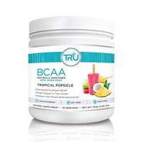 TRU BCAA Powder, Plant Based Branched Chain Amino Acids, Vegan Friendly, Zero Calories, No Artificial Sweeteners or Dyes, Improve Fat Loss (30 Servings, Tropical Popsicle)