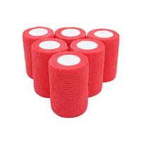 COMOmed Self Adherent Cohesive Bandage Latex FDA Approved 3"x5 Yards First Aid Bandages Stretch Sport Athletic Wrap Vet Tape for Wrist Ankle Sprain and Swelling,Red(6 Rolls)