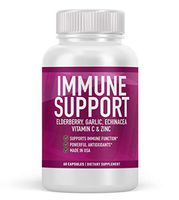 Immune Support Supplement with Elderberry Garlic Echinacea Vitamin C and Zinc Extra Strength Powerful Antioxidants by Double Dragon Organics