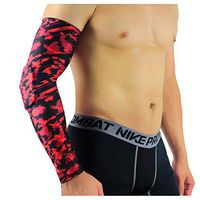 RGA Elbow Pads Compression Sleeves Men Arm Sleeve with Pad for Basketball Football Volleyball Baseball Softball Cycling Running Fishing Tennis Elbow (Red, M)