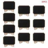 Junlinto,10pcs Wooden Mini Blackboard Table Sign Memo Message Stand Chalk Board Wedding Party Decoration Supplies