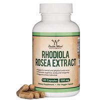 Rhodiola Rosea Supplement 500mg, 120 Vegan Capsules (Made and Tested in The USA, 3% Salidrosides, 1% Rosavins Extract) Natural Stress Level Support Pills by Double Wood Supplements