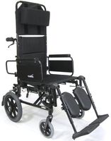 Karman Recliner Wheelchair with Transport Wheels in 16 inch Seat, Black Frame