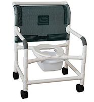 MJM International 126-5-WB Extra Wide Shower Chair with Bar in Back, 5" casters, 425 oz Capacity, 40" Height x 30" Width x 29.5" Depth, Royal Blue/Forest Green/Mauve