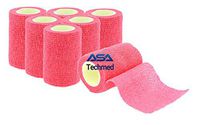 6 - Pack, 3” x 5 Yards, Self-Adherent Cohesive Tape, Strong Sports Tape for Wrist, Ankle Sprains & Swelling, Self-Adhesive Bandage Rolls (Pink)