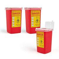 D & H Medical Sharps Disposal Container: 3-Pack Biohazard Needle Container 1-Quart Size| FDA-Approved, Safe Lock Containers for Disposal of Syringes, Blades & Lancets| Top Tattoo Supplies Disposal Kit