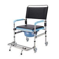 BINZHI Wheeled Commode Chair Removable Folding Commode Chair for The Elderly, Pregnant Women with Disabilities, Bearing Weight 150kg Bedside Toilet (Color : A)