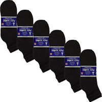 USBingoshop 6 or 12 Pairs Mens Physicians Approved Crew Ankle Diabetic Socks Cotton (U-6-PK-DAnkle-Black)