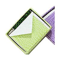 JAM Paper Handmade Recycled Foldover Card Sets in Box - 5 1/2" x 4 1/2" - Lime Green Crocodile - Sold Individually