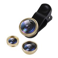 Phone Lens Kit, 3 in 1 Clip On Phone Camera Lens, 180 Degree Fisheye Lens + 0.67X Wide Angle Lens + 10X Macro Lens, HD Cell Phone Lens Set with 1 Clip for Smartphones