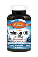 Carlson - Salmon Oil and GLA, 400 mg Omega-3s + GLA from Borage Seed Oil, Norwegian, Heart Function, Joint Support & Healthy Skin, 60 Softgels
