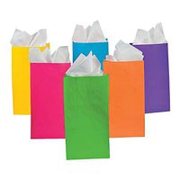 Fun Express - Paper Neon Bags for Party - Party Supplies - Bags - Paper Treat Bags - Party - 12 Pieces