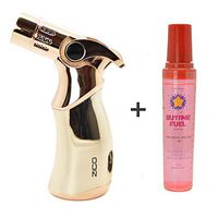Zico Butane"Gold" Stainless Steel One Torch Refillable Lighter & One Butane Fuel(Chosen Randomly)