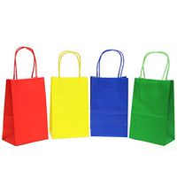 Gift Expressions 24CT Small Primary Biodegradable, Food Safe Ink & Paper, Premium Quality Paper (Sturdy & Thicker), Kraft Bag with Colored Sturdy Handle (Small, Primary)